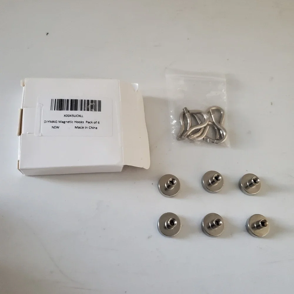 DIYMAG Magnetic Hooks Pack of 6 Heavy Duty Neodymium Magnets Nickel Finish NEW